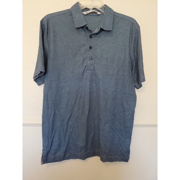 Travis Mathew Shirt Men's M Blue Logo on back stretch Collar Quarter Button - Picture 15 of 15